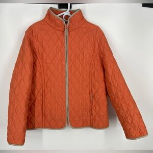 John Partridge‎ Orange Quilted Lightweight Zip Jacket Beige Lining Size Large
